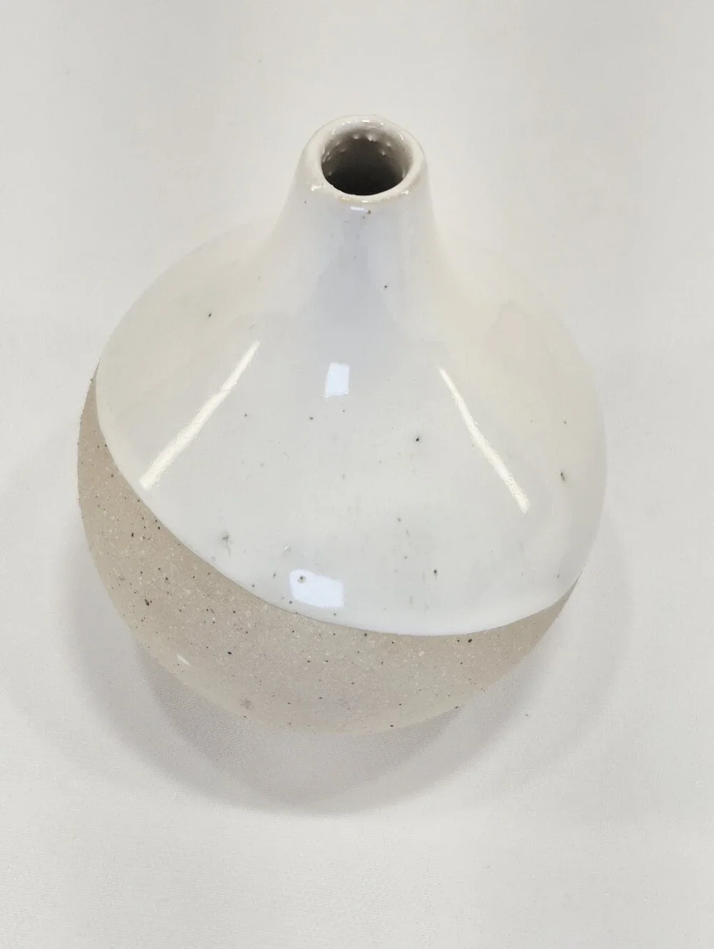 West Elm Half Dipped White Stoneware Small Bud Vase
